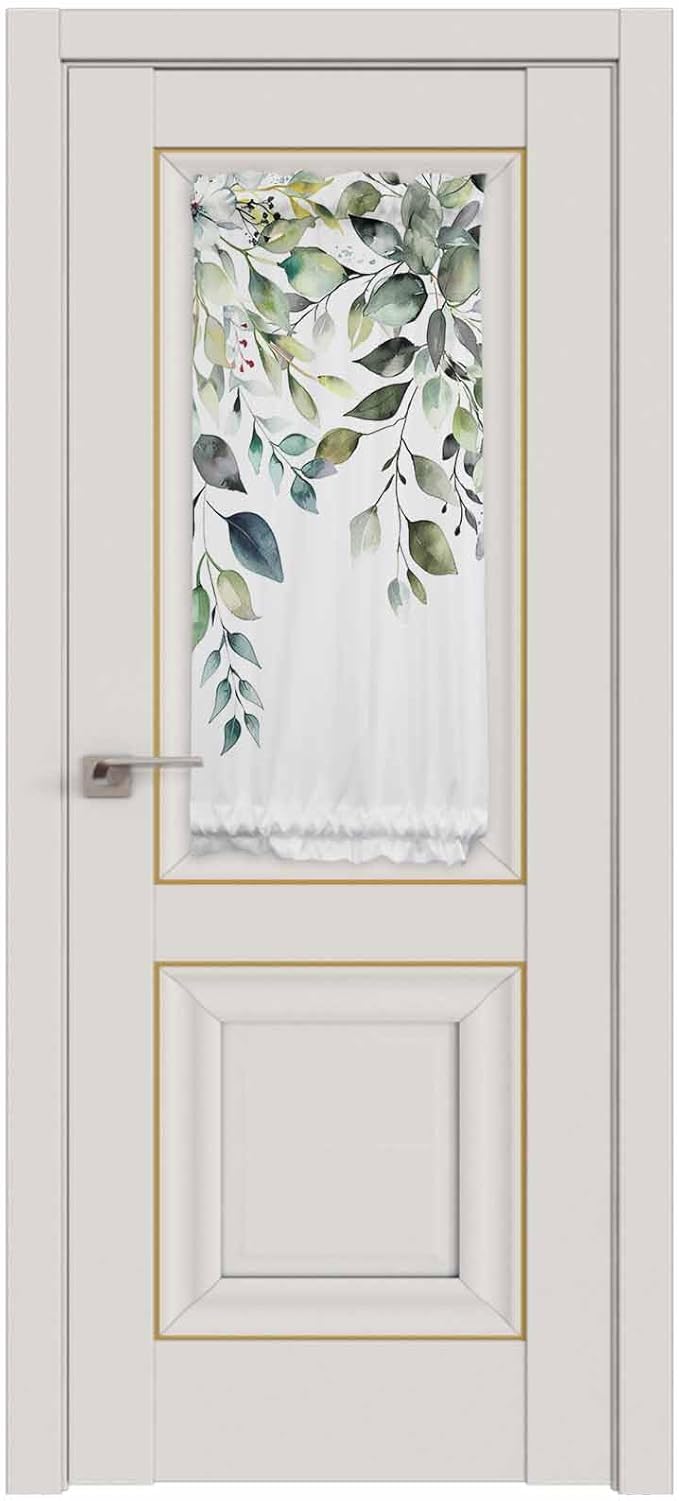 French Door Curtain Panel for Front Door, Botanical Plant Leaves Eucalyptus Leaves Sage Green Slidelight Door Curtains with Tieback Light Filtering Privacy Panels for Doorway Entryway 25"x 40"