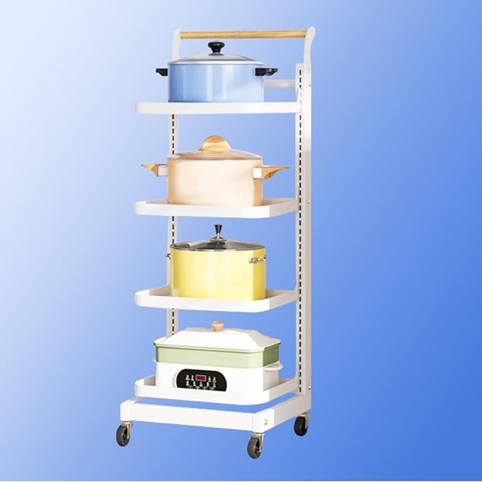 3 Tier Extendable Microwave Oven Rack Shelf with White Lid nizer Free Standing Pot Racks for Kitchen Cupboard Saucepan Racks Cupboard nizer 4 * 4 Boards White