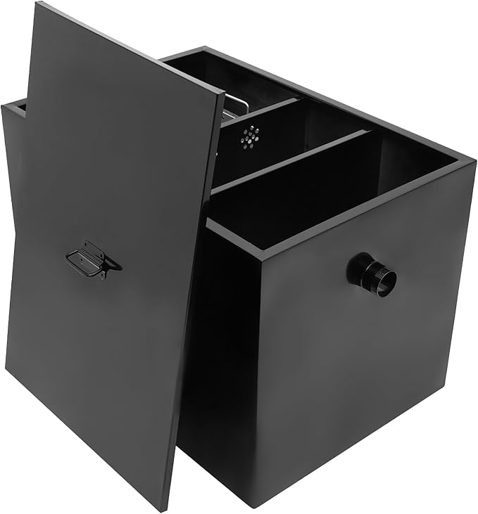 Commercial Grease Traps, 50lbs Capacity Professional Grease Interceptor, Stainless Steel Oil-Water Separator with 3-Layer Filter Structure, Under Sink Grease Trap Interceptor for Restaurant Kitchen