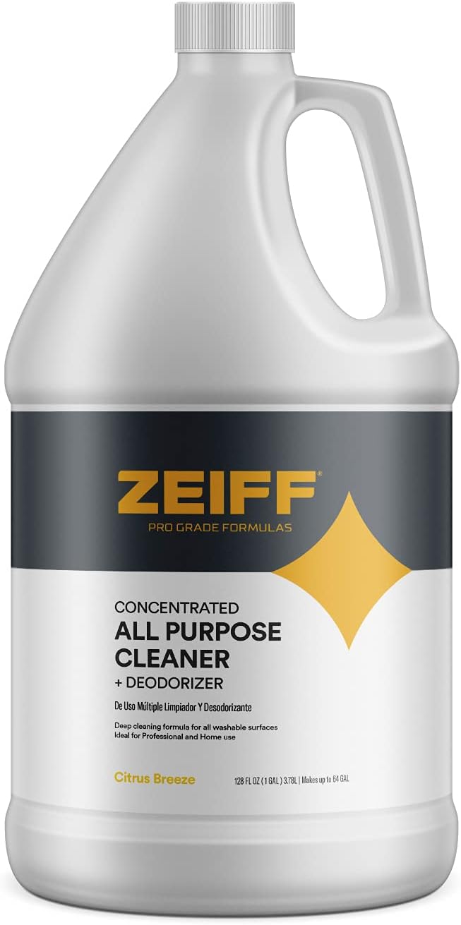 Zeiff Pro-Grade All-Purpose Cleaner & Deodorizer - Deep Cleaning & Odor Eliminating Formula For Professional & Home Surfaces - 1 Gallon Concentrate - Citrus Breeze
