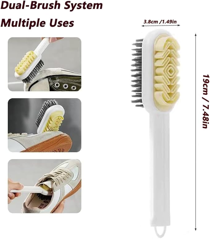 2 in 1 Suede Brush and Eraser for Shoes, Rubber Shoe Brush with Soft Plastic Bristles for Suede & Nubuck Cleaning (White)