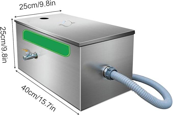 Commercial Kitchen Grease Trap Separator with Removable Filter Basket & Baffle - Small Grease Water Separator for Restaurant Sinks, Efficient Oil & Fat Removal