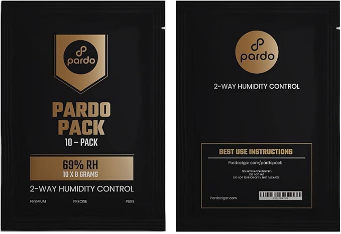Pardo Humidity Packs 10 Pcs x 8 Grams - Humidor Packets 69% RH 2-Way for Humidity Control, Moisture Packs to Keep Cigars Fresh for Long; 2 Way Humidity Control Packs in Resealable Bag
