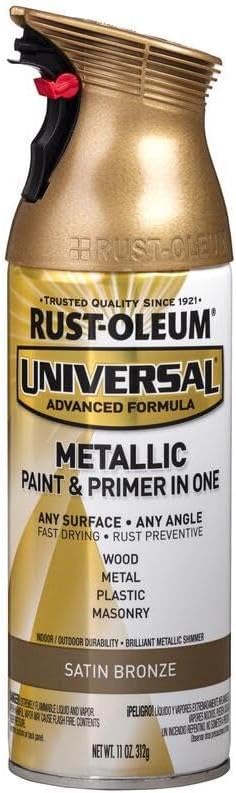 Rust-Oleum 314560 Universal All Surface Metallic Spray Paint, 11 oz, Satin Bronze