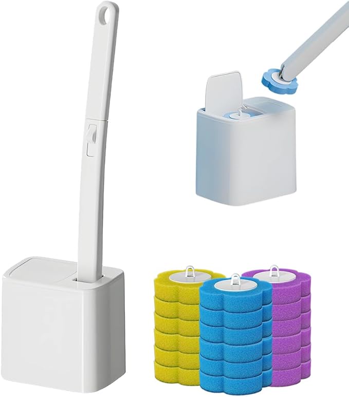 Disposable Toilet Brush, 2026 New Toilet Brush Holder, Compact Wall Mounted Toilet Brush for Modern Bathrooms, Hygienic Toilet Cleaner for Families (Wihte+18PCS Brush Heads)