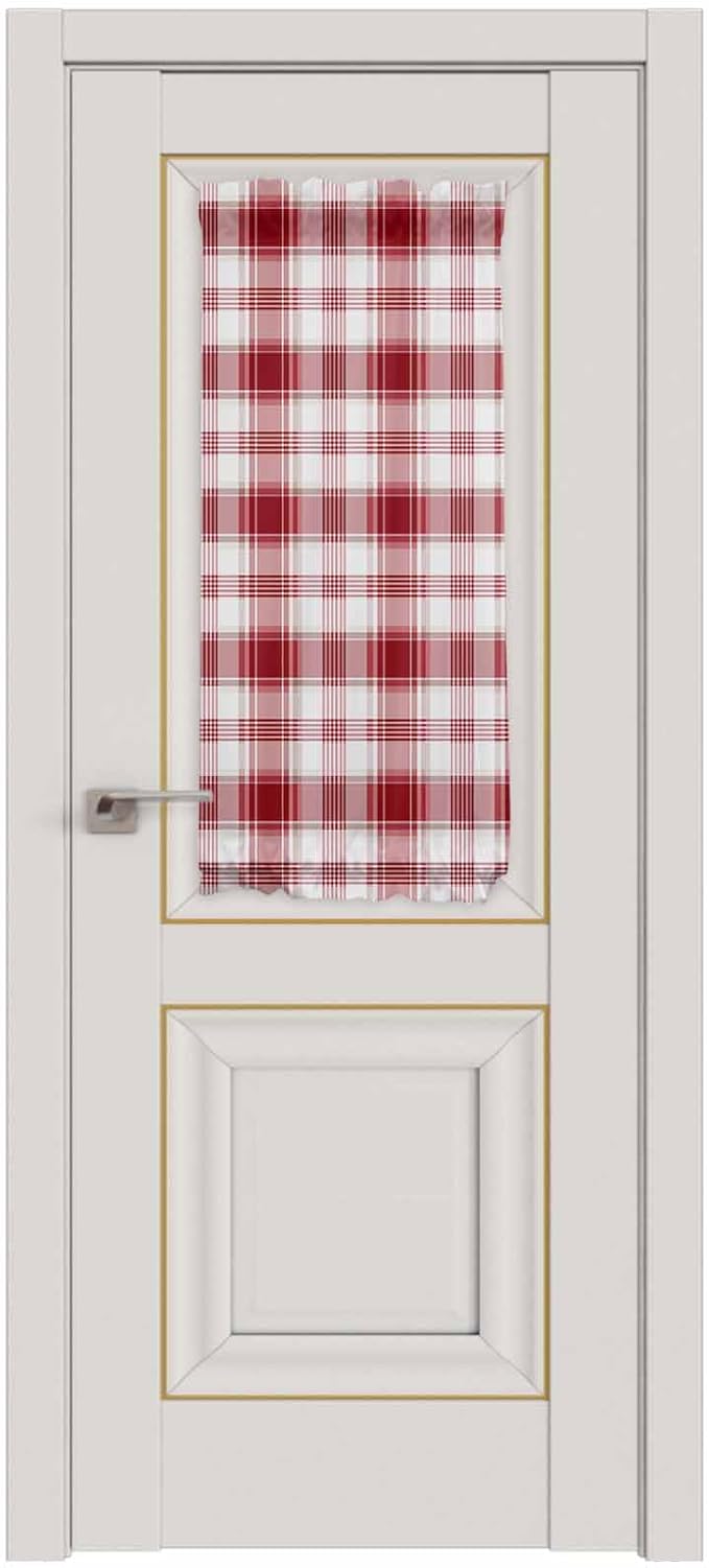 French Door Curtain Panel for Front Door, Red White Ombre Checkered Classical Slidelight Door Curtains with Tieback Light Filtering Privacy Panels for Doorway Entryway 25"x 40"