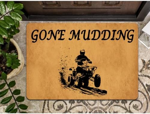 Funny Welcome Doormat Gone Mudding Doormats for Entrance Doormat Personalized Non Slip Rubber Mat for Front Door Novelty Gift Mats House Warming Gift Mats 20x32 inch