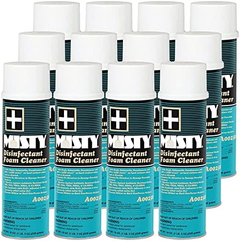 MISTY Disinfectant Foam Spray - 19 oz (Case of 12) - 1001907 - Kills Staph, Salmonella, Pseudomonas and HIV-1 (AIDS virus)* on hard surfaces when used as directed