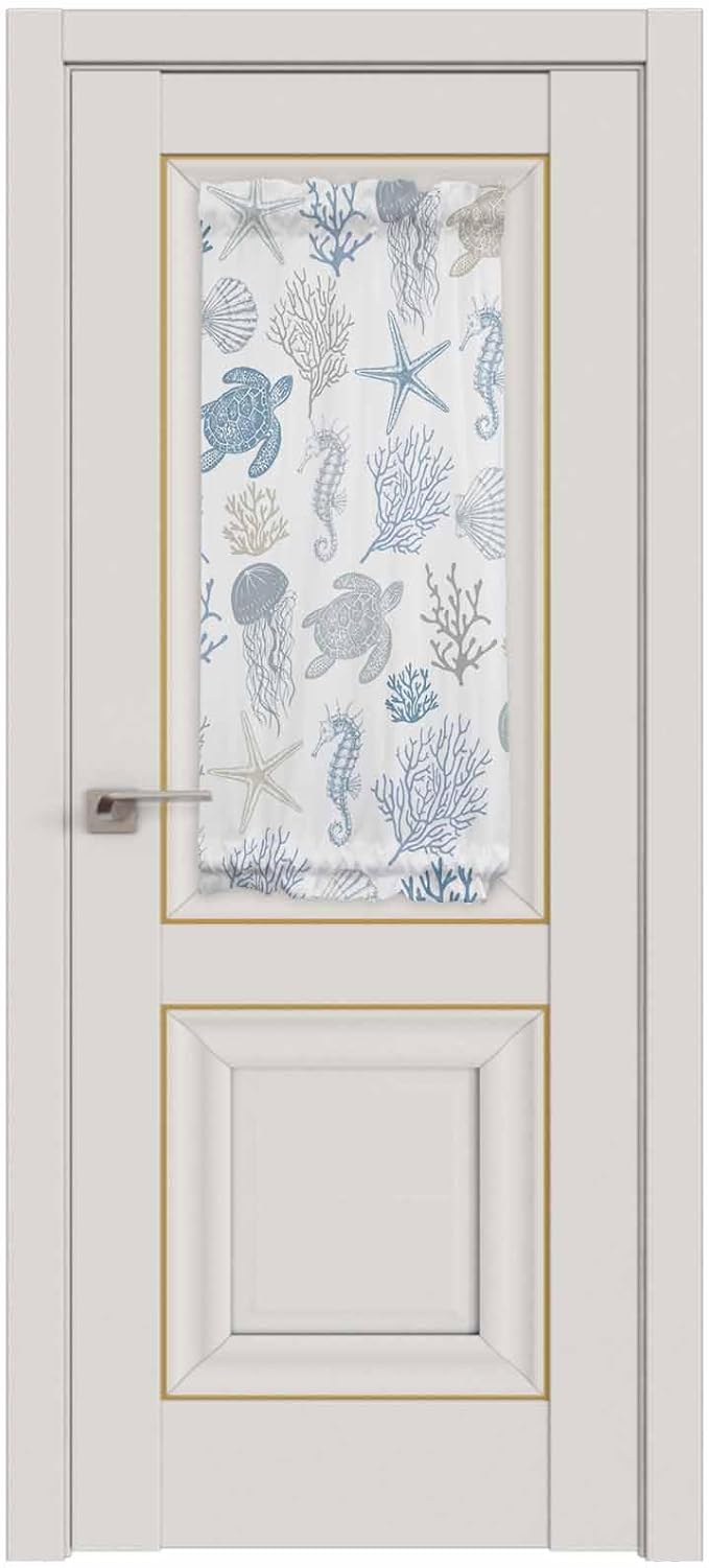 French Door Curtain Panel for Front Door, Summer Marine Life Coral Sea Turtle Shell Jellyfish Slidelight Door Curtains with Tieback Light Filtering Privacy Panels for Doorway Entryway 25"x 40"
