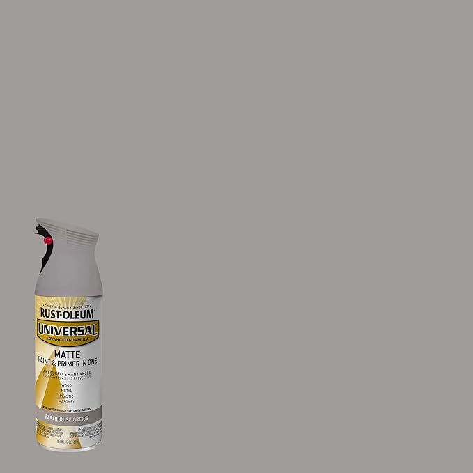 Rust-Oleum 376724 Universal All Surface Spray Paint, 12 oz, Matte Farmhouse Greige