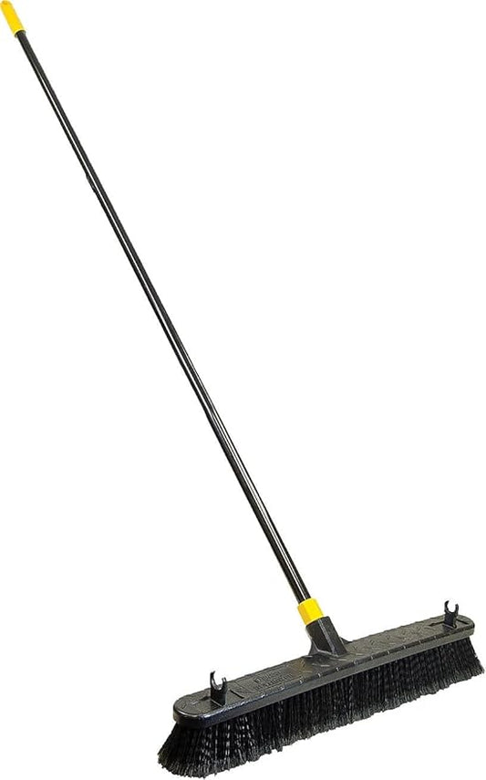 Quickie Bulldozer Smooth Surface Push Broom 24 inch, Black, Sweep and Clean Tile/Sealed Concrete/Other Hard Flooring, Indoor/Outdoor Use/Heavy Duty Cleaning