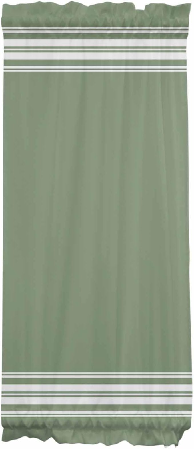 French Door Curtain Panel for Front Door, Dark Green Strips Slidelight Door Curtains with Tieback Light Filtering Privacy Panels for Doorway Entryway 25"x 40"