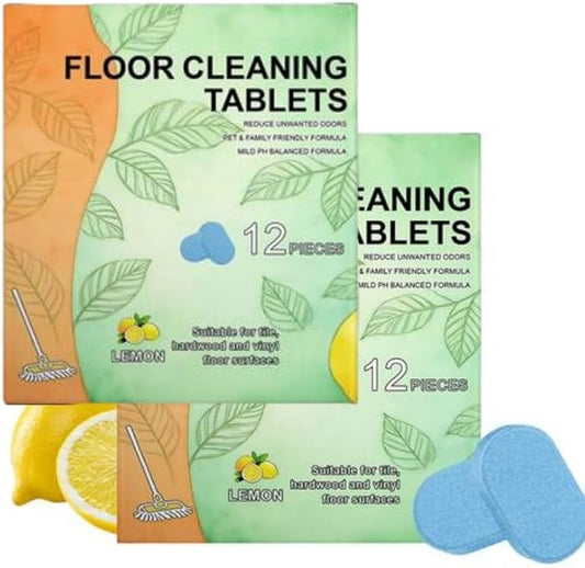 24pcs Floor Cleaning Tablets, Lemongrass Scent Clean Sheets For Floor, Effective Floors Cleaner Tablets Solution, Concentrated Tile Cleaning Sheets For Marble, Laminate, Tiles, Kitchen, Bedroom