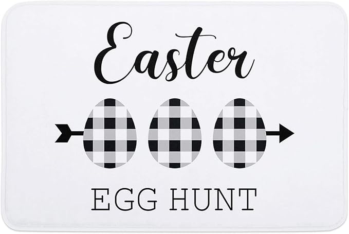 Happy Easter Black White Buffalo Funny Doormat, Humorous Welcome Mat, Durable Front Door Rug, Entryway Decor 16X24Inch