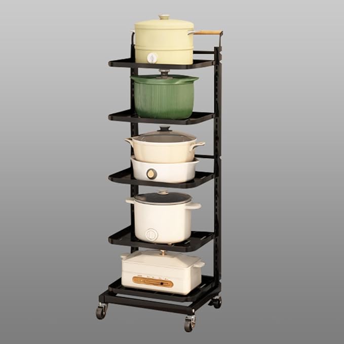 Kitchen Worktop Pan Stand nizer with Cupboard Storage Shelves Black Space Saving Plates and Bowls Holder