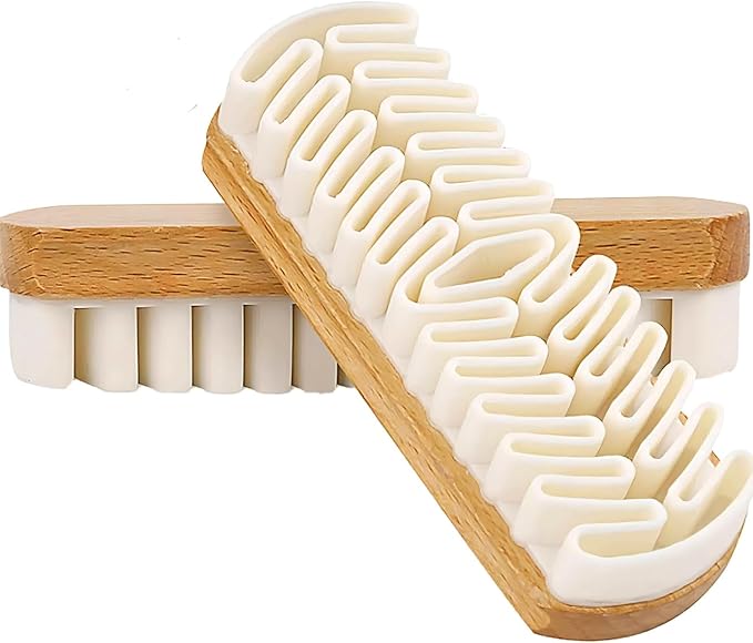 2Pcs Suede Shoe Brush and Eraser, Rubber Shoe Brush, Suede Brushes for Cleaning Dust of Shoes, Bags, Jacket, Purse, Sofa with Wooden Handle