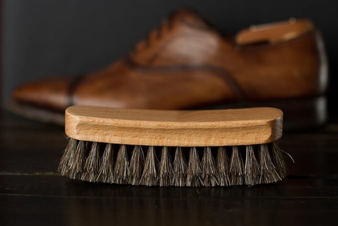 6" Mongolian Horsehair Shine Brush with Wood Handle (1 Pack, [6" Long] Horsehair Brush)