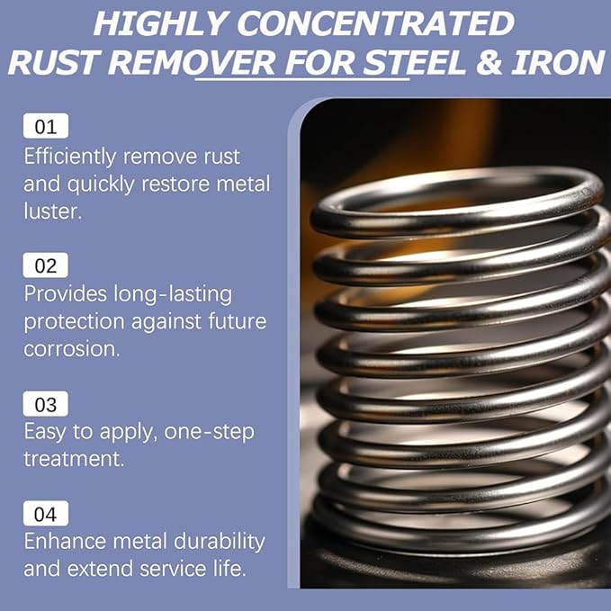 Powerful Rust Remover for Metal and Stainless Steel,Rust Remover Spray for Metal,Heavy Duty Metal Rust Remover,Highly Concentrated Rust Remover for Steel & Iron, Tools, Automotive Parts (3PCS)