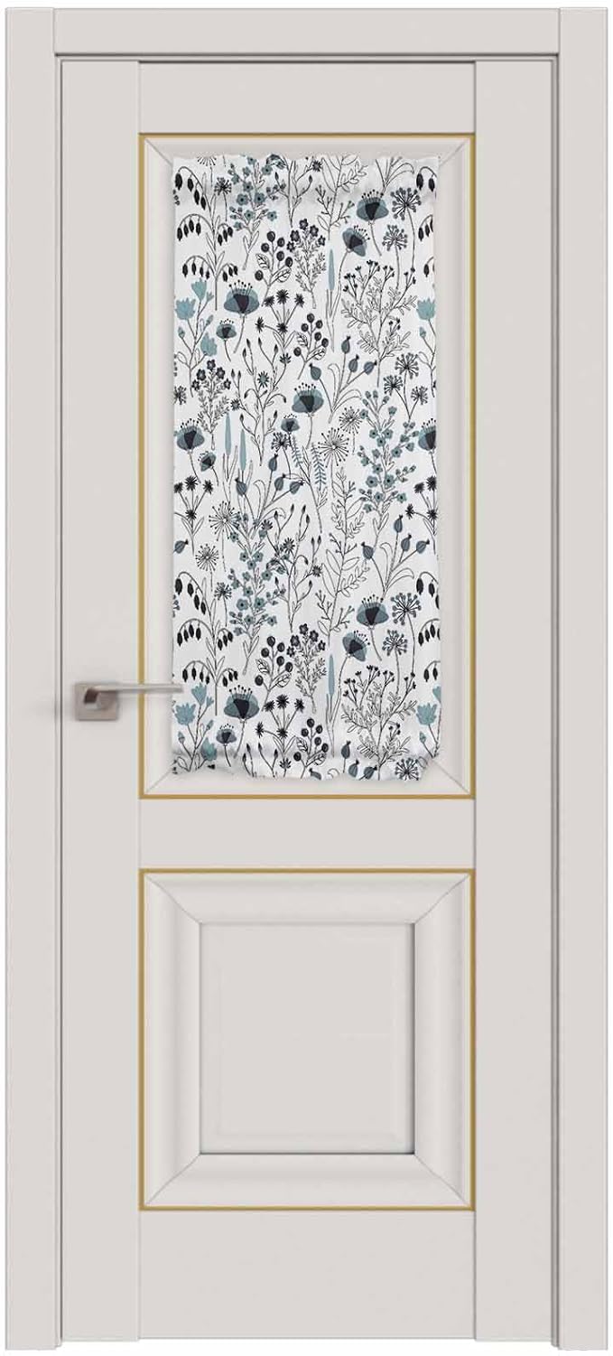 French Door Curtain Panel for Front Door, Blue Black Hand-Drawn Lines Wildflowers Slidelight Door Curtains with Tieback Light Filtering Privacy Panels for Doorway Entryway 25"x 40"