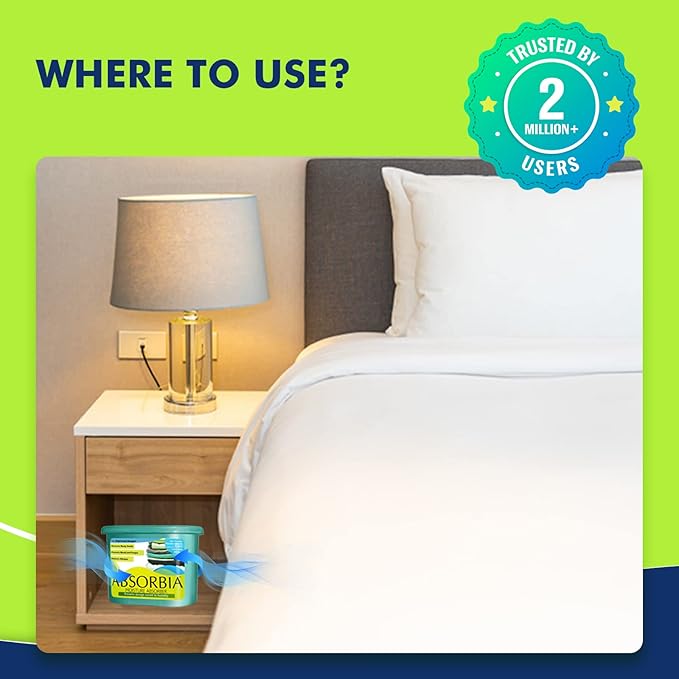 ABSORBIA Moisture Absorber, Dehumidifier, Basement Odor Eliminator Box Family Pack - Pack Of 3