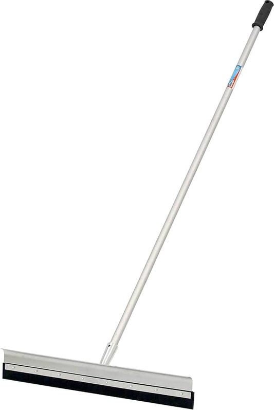 Unger Professional AquaDozer Max Kit, 24” Smooth Surface Straight Floor Squeegee and 48” Dual End Pole, Scrubber and Broom for Clean and Dry Concrete Floors and Asphalt