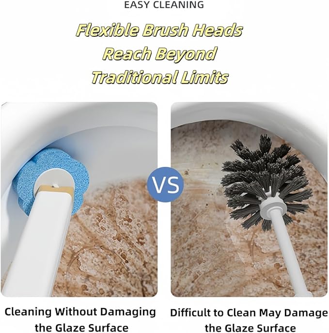 Disposable Toilet Brush and Holder,Cleaning Supplies,Deep Cleaning,Wall Mount Toilet Cleaning System,1 Toilet Wand + 18 Toilet Brush Refill (Lemon Yellow Package)