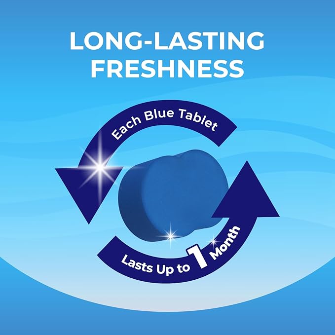 Toilet Bowl Cleaner Tablets - Blue Automatic Toilet Bowl Cleaners with Bleach, Deep Cleaning & Odor Eliminator – Septic Safe, Stain Remover for Long-Lasting Freshness and Shine (4)