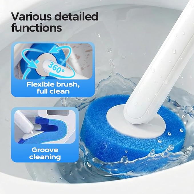 Disposable Toilet Bowl Cleaner Wand, 2026 New Disposable Toilet Brush and Holder Set with 30PCS Refills, Cleaning Brush Scrubber Kit for Bathroom, Toilet Cleaning System for Cleaning(30 PCS)