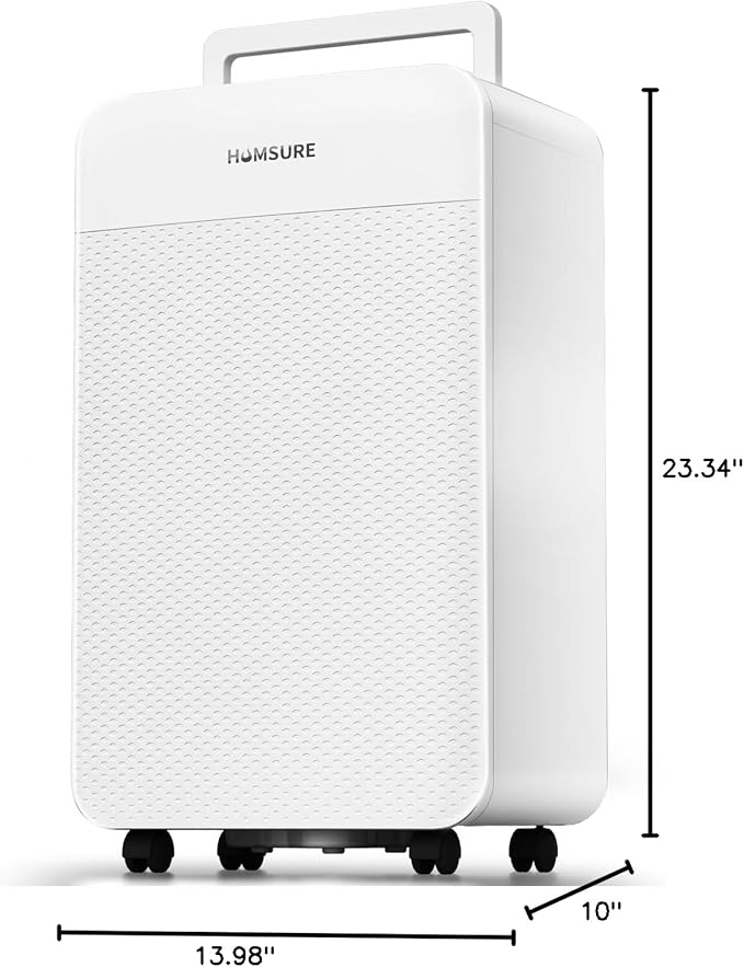 HUMSURE 4500 Sq. Ft 80 Pints Dehumidifier Equipped With Drainage Hose, Automatic Defrosting, for Basement, Home, Bathroom, Bedroom,24-Hour Timer Function
