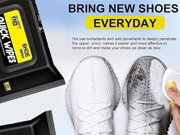 Shoe Cleaner Wipes Packs of 80 Pcs, Portable Cleaner Shoe Wipes Quickly Remove Dirt & Stains - These Disposable Shoe Cleaning Wipes Can Be Used On Most Footwear