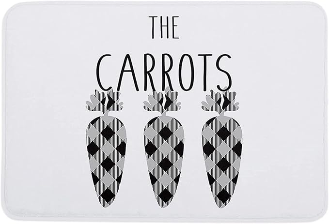 Welcome Mat Floor Mat Front Doormat The Carrots Easter Carrots with Black Gray Plaid Doormat Non Slip Mat for Home Farmhouse Funny Kitchen Bathroom Rugs 16x24 inch