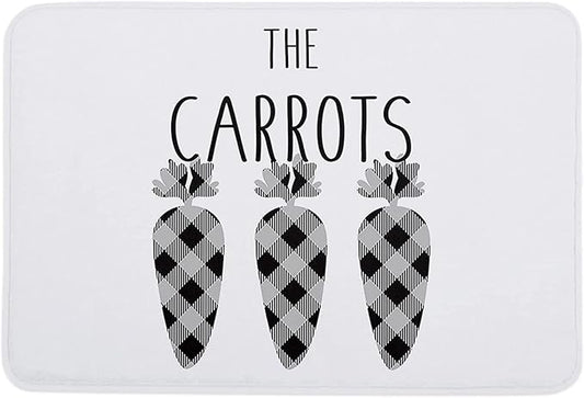 Welcome Mat Floor Mat Front Doormat The Carrots Easter Carrots with Black Gray Plaid Doormat Non Slip Mat for Home Farmhouse Funny Kitchen Bathroom Rugs 20x32 inch