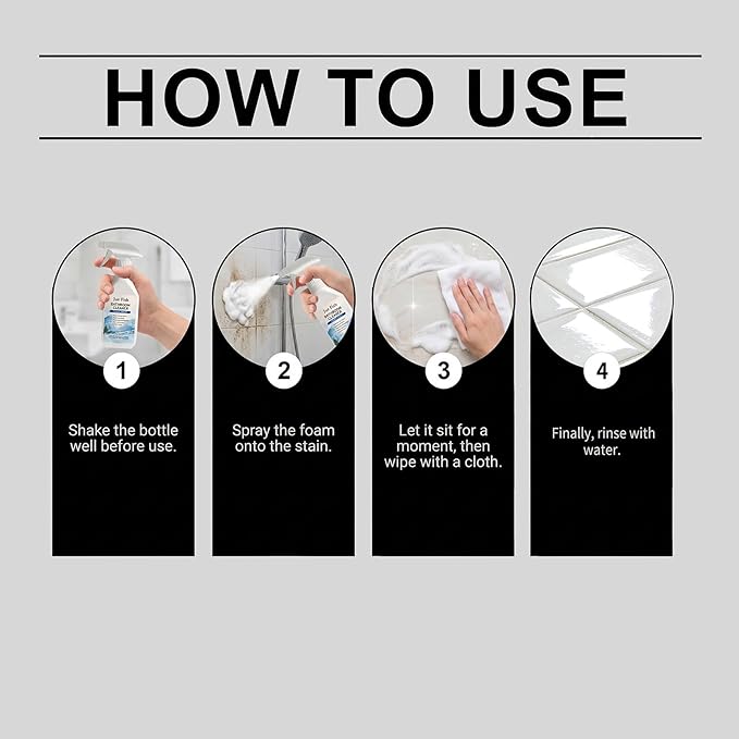 Bathroom Descaler Foam Cleaner Spray, Foaming Bathroom Cleaner for Limescale Remover, Hard Water Stain & Soap Scum Remover, Multi Surface Bathroom Cleaner for Shower,Glass Door, Sink & Faucet ﻿ (2pcs)