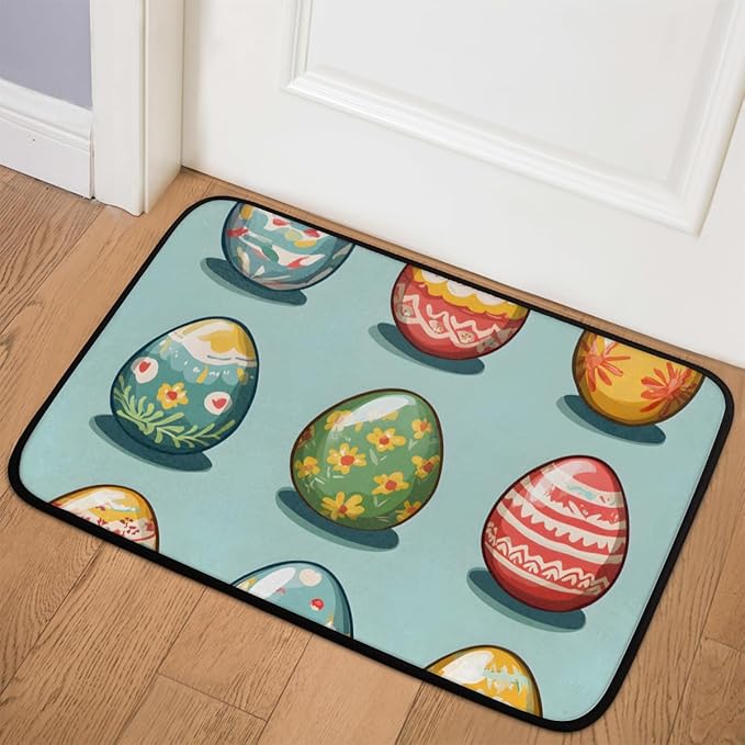 Easter Eggs Colorful Spring Cute Funny Easter Family Home Decorative Welcome Doormat Indoor Outdoor No Slip Mat Funny Mats Housewarming Gifts Mat 16X24Inch