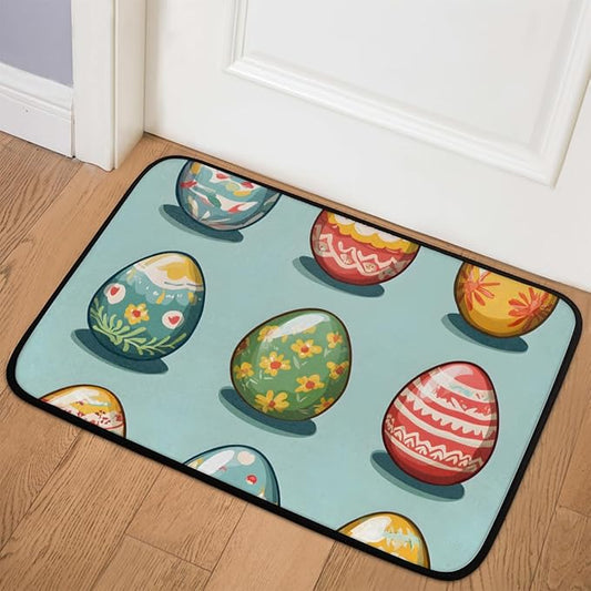Easter Eggs Colorful Spring Cute Funny Easter Family Home Decorative Welcome Doormat Indoor Outdoor No Slip Mat Funny Mats Housewarming Gifts Mat 20x32Inch