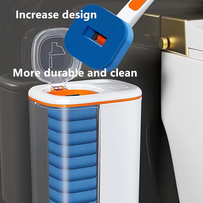 Toilet Brush System with 40 Count Refills, Toilet Holder Bowl Wand Brush Cleaning Kit & Replacement Cleaner Refill Pads (40pcs Blue Ocean Refills)