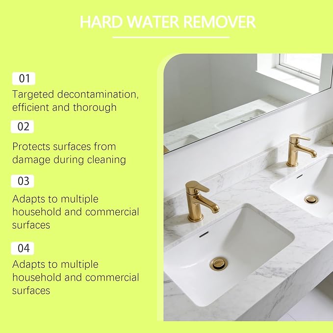 Hard Water Stain Remover, Gentle Lime and Bathroom Descaler, Calcium, Lime & Rust Remover Cleaner for Shower, Glass, Toilet, Water Pipe, Tub & Sink (1pc)