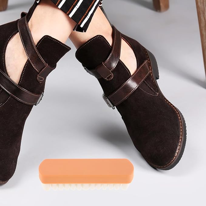 Ipetboom Soft Rubber Suede Shoe Brush Cleaner for Boots and Sneakers, Portable Small Scrub Brush with Rubber Eraser for Leather and Nubuck Cleaning, Entryway Shoe Care Tool