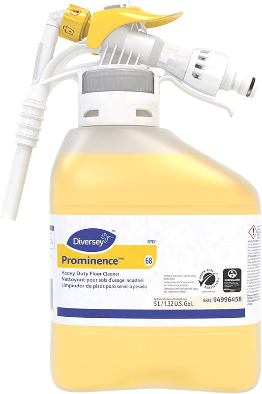 Diversey 94996458 Prominence Heavy Duty Floor Cleaner, Commercial Strength No Rinse Formula with Citrus Scent, Ready-to-Dispense (RTD) Liquid Concentrate, 5-Liter