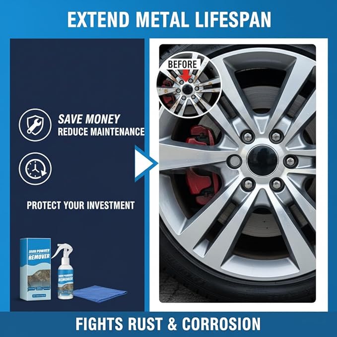 2026 New Multi-functional Quick-acting Rust Removal Spray, Fast-acting Spray to Remove Iron, Portable Car Rust Removal for Metal, Tools, Cars, Chains (Trial 30cml)