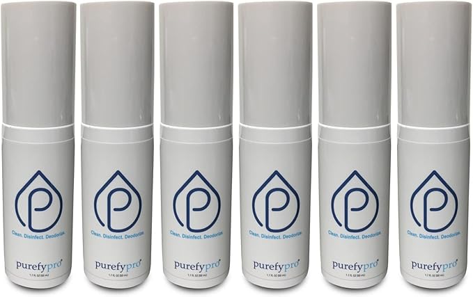 Purefypro Disinfectant Spray (1.7oz, 6 Pack) – Kills 99.9999% Norovirus, HIV, Hepatitis, Flu, Viruses and Drug Resistant Germs, MRSA, VRE, Fungi. No Rinse, No Residue. Suitable All Surfaces.