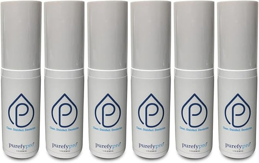Purefypro Disinfectant Spray (1.7oz, 6 Pack) – Kills 99.9999% Norovirus, HIV, Hepatitis, Flu, Viruses and Drug Resistant Germs, MRSA, VRE, Fungi. No Rinse, No Residue. Suitable All Surfaces.