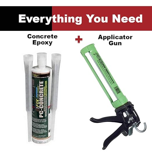 PC Products PC-Concrete Epoxy Adhesive Paste for Anchoring and Crack Repair, 8.6 oz Cartridge with 250ml Steel Dispensing Gun, 25020