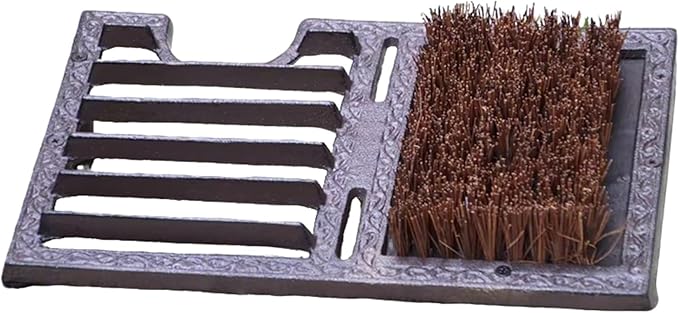 GTPBAO Farmhouse Shoe Brush Scraper, Heavy Duty Cast Iron Front Doormat with Brush, Outdoor Shoe Cleaning Mat for Home Porch Garden