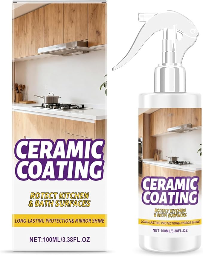 Home Ceramic Coating Spray for Stainless Steel, Glass & Countertops – Long-Lasting Sealant & Protector to Repel Fingerprints, Grime & Stains for Kitchen & Bathroom Surfaces