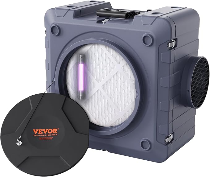 VEVOR Air Scrubber with 3-Stage Filtration, Stackable Negative Air Machine 800 CFM, Air Cleaner with MERV10, Carbon, H13 HEPA, for Home, Industrial and Commercial Use