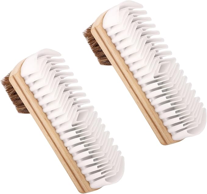2pcs 2-in-1 Suede Shoe Brushes with Eraser, Wooden Handle Suede & Nubuck Cleaning Brush for Shoes Bags Jackets
