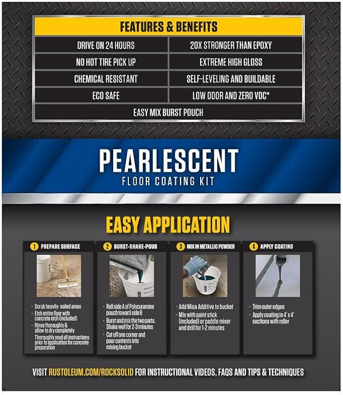 Rust-Oleum 306328 RockSolid Pearlescent 1 Car Garage Floor Coating Kit, Smoky Blue