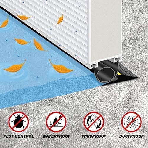 Jin&Bao Universal Garage Door Threshold Seal Strip 12FT Kit, Bottom Waterproof Rubber Weather Stripping Replacement（Black, 1 Adhesive）