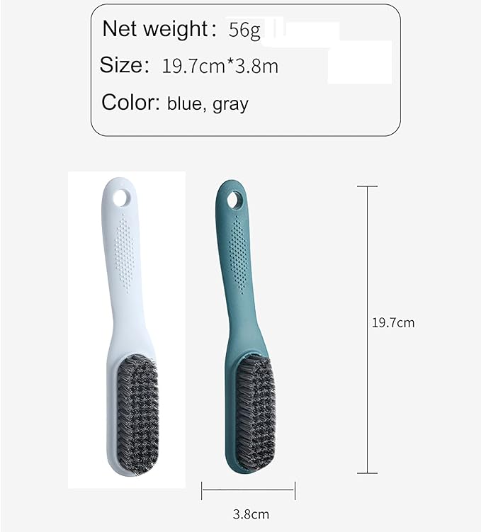 Household Cleaning Brush Soft Bristle Laundry Brush Shoe Stain Remover Brush Comfort Grip Nylon Brushes for Fabric Clothes Carpet Floor Pack of 2 Shoes Cleaner Brush, Blue and Gray